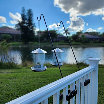 Premium - One Piece Pole - Long Hook Kits Ideal for Bird Feeders, Lighter Flower Baskets, Chimes, etc. for Vertical Spindled Deck Railings Only (27" Upright) Heavy Duty Hanger - size: (1) 27" Upright