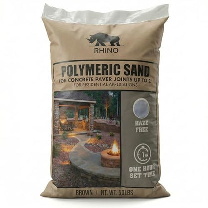 Rhino Power Bond Plus - Polymeric Sand for Pavers and Stone Joints up to a Maximum of 2 inches. (50 Pound, Brown) - color: Brown, size: 50 Pound