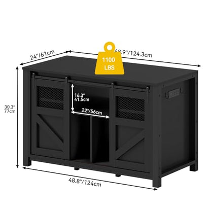DWVO 120 Gallon Aquarium Stand with Power Outlets, Reptile Terrarium Table | Heavy Duty Metal Fish Tank Stand & Cabinet, with 1100LBS Capacity for Aquarium Accessories Storage, Black