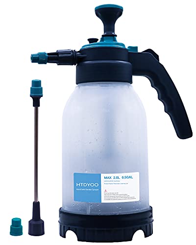 HTDYOO 0.5 Gallon Garden Pump Sprayer, Hand Held Garden Sprayer | Water Spray | Adjustable Nozzle | Extra Extended Spray