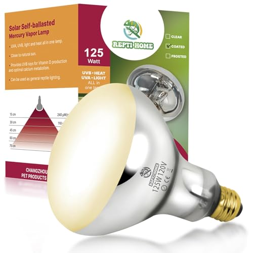 125W UVA UVB Vapor Reptile Heat Lamp, High Intensity Self-Ballasted UVB Basking Lamp Bulb,Full Spectrum Sun Light for Reptiles and Amphibians - size: UV 125W