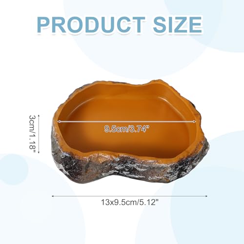 Reptile Food Bowl, Reptile Feeding Dish Corner Bowl Water Resin Rock Worm Feeder Dish S (5.1 in, Orange), Intended for Lizards/o/Scaled Pet/Leopard o/Spiders - color: Orange, size: 5.1 In