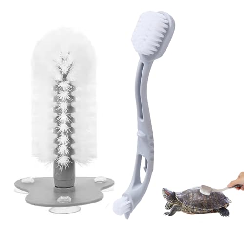 2 Pcs Turtle Brush, Turtle Shell Cleaning Brush with Suction Cup for Tank Remove Aquatic Mud Dirt Tortoises Back Scratches Brush Tortoise Supplies Promoting Shell Health for Red Eared Slider Turtle