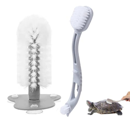 2 Pcs Turtle Brush, Turtle Shell Cleaning Brush with Suction Cup for Tank Remove Aquatic Mud Dirt Tortoises Back Scratches Brush Tortoise Supplies Promoting Shell Health for Red Eared Slider Turtle