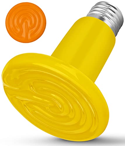 Ceramic Heat Emitter with Color Change Hint, Reptile Heat Lamp Bulb 100W No Light Emitting for Bearded Dragon Snake Chick Lizard Turtle Pet Amphibian
