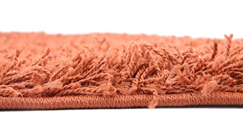 Unique Loom Solid Shag Collection Area Rug (8' Square, Terracotta) - color: Terracotta, size: 8' x 8' (Square)