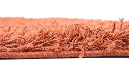 Unique Loom Solid Shag Collection Area Rug (8' Square, Terracotta) - color: Terracotta, size: 8' x 8' (Square)