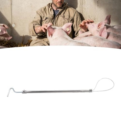 Hog Pig Catcher Pole Stainless Steel Animal Control Tool Adjustable Length for Dogs Pigs Reptiles with Hook T Handle (Hook Handle 75cm) - size: Hook Handle 75cm