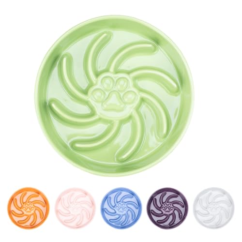 Ceramic Slow Feeder Dog Bowl, 3 Cup Dog Food or 25oz Water, Slow Eating Bowl for Middle Breed, Maze Puzzle Feeder for Fast Eaters, Anti-Choking Stop Bloat, Non-Slip BPA Free (Green) - color: Green