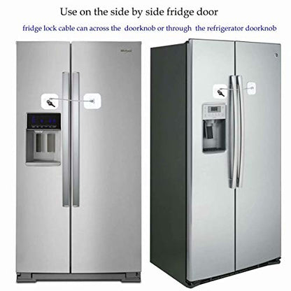 Locks for Refrigerator,2 Pack Fridge Lock with Keys,Lock for a Fridge,White Refrigerator Lock