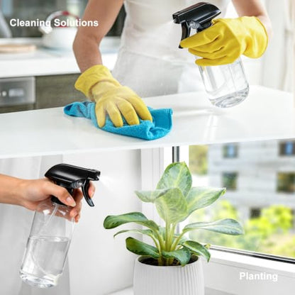 Spray Bottles 16 Oz 2-pack, 360° Any-Angle Spraying, Mist & Stream, Funnel | Professional Heavy-Duty Sprayer Bottles with Measurements & Weighted Straw, Leak-proof for Cleaning Solutions, Planting, Hair - style: 16oz, 2 pack