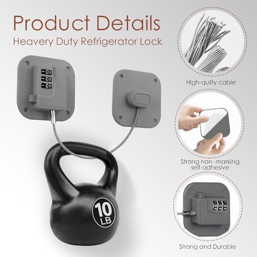 Refrigerator Lock, Combination Lock for Refrigerator Cabinets, Drawers, Heavy Duty Fridge Lock, Easy Install No Keys Needed (Gray-4Pack) - color: Grey-4Pack