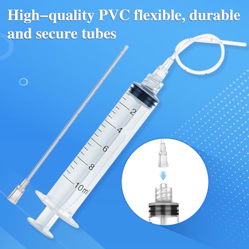 10 Pack 10ml Luer Lock Syringe - Syringes for Liquid with Soft Tube - Individually Pcakaged，Scientific Labs and Measuring, Refilling Inks - style: 10ml - 2.0mm Tube