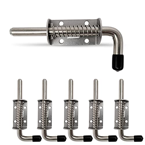 6 Pack 304 Steel 5 Inch（128MM） Spring Pin Latch Lock Pin Suitable for Doors，Utility Trailer Gate，Cabinets and etc.