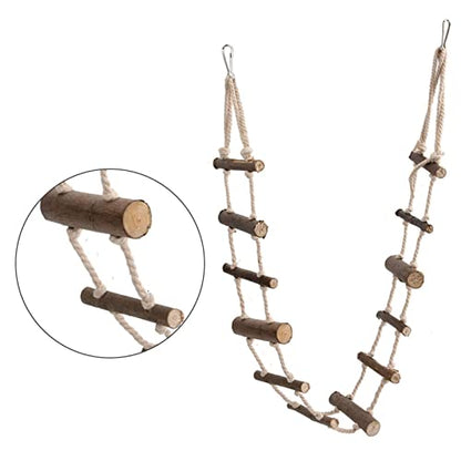39.4in Rope Ladder Bird Ladder Wooden Bird Bridge Hamster Bridge | Rope Ladder for Small Pets Hamsters Mice Gerbils Parrots and Chinchillas