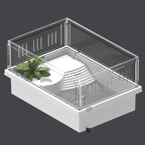 High Transparent Turtle Tank Removable Basking Platform with Drain Hole Household Desktop Terrarium for Reptiles Habitat