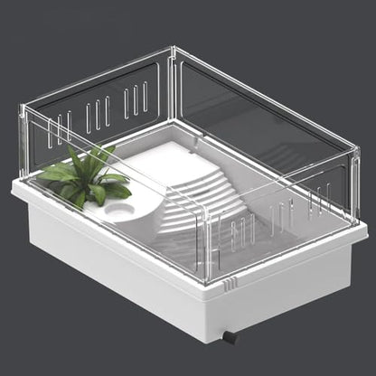 High Transparent Turtle Tank Removable Basking Platform with Drain Hole Household Desktop Terrarium for Reptiles Habitat