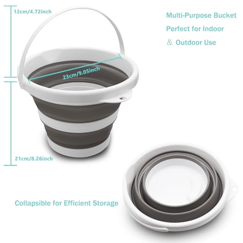 CHILDLION Collapsible Bucket 5L, Foldable Mop Bucket Car Wash Buckets with Handle for Cleaning Supplies, Portable Sink Wash Basin Storage Bin Ice Tub for Fishing Beach Outdoor Camping Kitchen