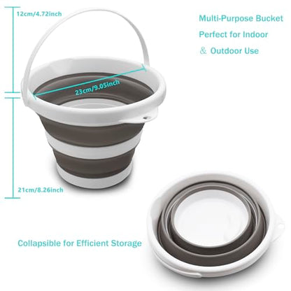 CHILDLION Collapsible Bucket 5L, Foldable Mop Bucket Car Wash Buckets with Handle for Cleaning Supplies, Portable Sink Wash Basin Storage Bin Ice Tub for Fishing Beach Outdoor Camping Kitchen