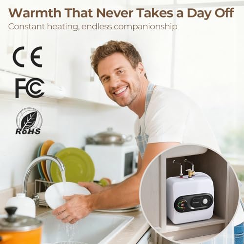 Electric Tank Water Heater, 4-Gallon Under Sink Instant Hot Water Tank，Equipped with Digital Temperature Display for RV, Camper, Kitchen, Food Truck，Wall or Floor Mounted, Black - color: Black, style: 4 Gallon