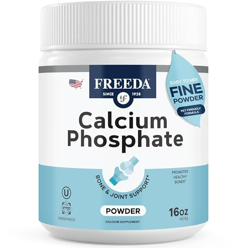 Freeda Calcium Phosphate Powder Mineral Supplement - 16 oz | Kosher Calcium and Phosphorus Powder Supplement to Support Bone Strength & Joint Health for Men, Women, Dogs, and Cats - size: 1 Pound (Pack of 1)