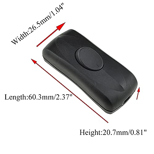 Hahiyo 2A 250V Inline Cord Switch Rocker Button Double Pole Feed-Through Control Switches Compact Wiring Design Easy Install Multi-Function 1 PCS for Kitchen Light Bedroom Table Lamp Light Gauge Wire