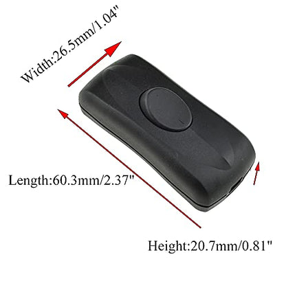Hahiyo 2A 250V Inline Cord Switch Rocker Button Double Pole Feed-Through Control Switches Compact Wiring Design Easy Install Multi-Function 1 PCS for Kitchen Light Bedroom Table Lamp Light Gauge Wire