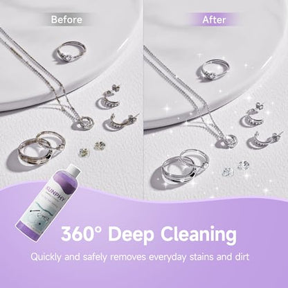 Upgraded KUNPHY Jewelry Cleaner, Professional Jewelry Cleaner Solution | 8.5 Oz * 2 Packs, Multi-Purpose for Silver, Gold, Diamonds, Eyeglasses and All Ultrasonic Cleaners - color: Purple+Purple