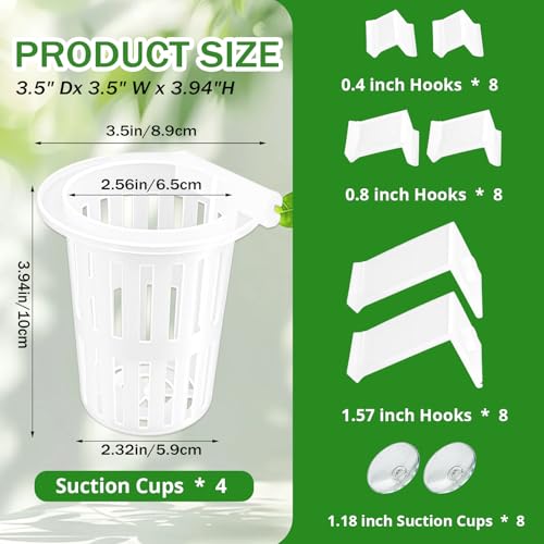 4 Pack Aquarium Plant Holder for Live Plants, Fish Tank Pothos Basket | with 24 Adjustable Hooks (3 Sizes) & 8 Suction Cups, Aquatic Planter for Aquascape Decorations, Emersed Plant Support