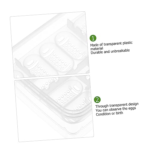 2Pcs Compartment Egg Incubator Tray for Reptile Hatching Reusable Transparent Hatchery Box for Tortoise Lizard and Management and Storage