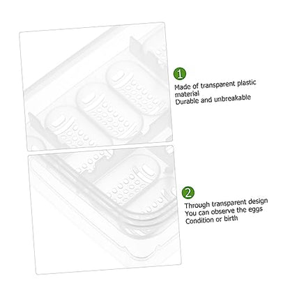 2Pcs Compartment Egg Incubator Tray for Reptile Hatching Reusable Transparent Hatchery Box for Tortoise Lizard and Management and Storage