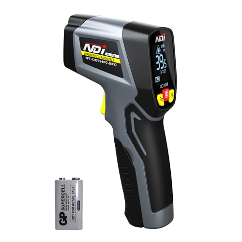 Infrared Thermometer Temperature Gun -58℉～1202℉, Digital Laser Surface Temp Reader for Cooking, Pizza Oven, Candy, Griddle HVAC IR Thermometer Temp Gun with Adjustable Emissivity