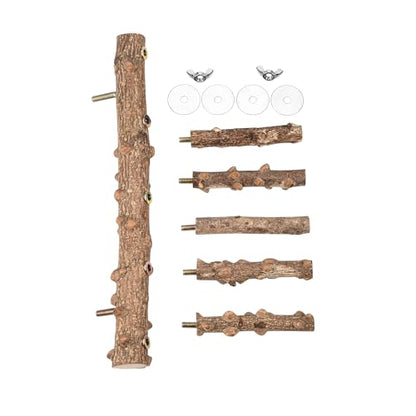 Bird Ladder Perch for Cage Natural Wood Bird Parrot Perch Stand Chewing Toy | Parrot Perch Bridge Climbing Cage Accessories for Small Medium Animal