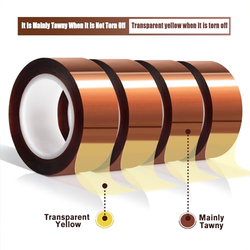 MEBMIK 4 Rolls 20mm x16m(52FT) Heat Tape High Temperature Heat Resistant Tape Heat Transfer Tape for Heat Sublimation Press Vinyl,No Residue