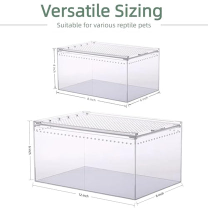 Small Tarantula Enclosure 8×6×4", Magnetic Escape-Proof Terrarium | Compact Clear PC Enclosure with Sliding Lid & 360° Viewing, Perfect for Isopods, Beetles & Small Tarantulas, Easy Setup - size: A-S(8x6x4in)