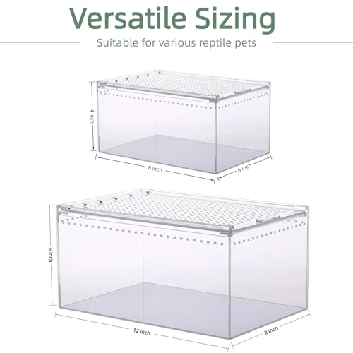 Tarantula Enclosure, Magnetic Escape-Proof Habitat for Tarantulas | 12×8×6" Clear PC Terrarium with Sliding Lid & 360° View, Ideal for Hermit Crabs, Isopods, Beetles & Large Invertebrates - size: A-M(12x8x6in)