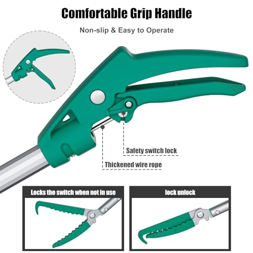 78" Extendable Snake Grabber Reptile Tongs Rattle Snake Catcher | Wide Jaw Handling Tool with Lock and Comfortable Grip - size: 78 inch