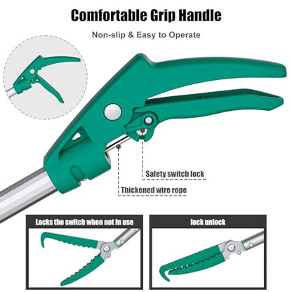 78" Extendable Snake Grabber Reptile Tongs Rattle Snake Catcher | Wide Jaw Handling Tool with Lock and Comfortable Grip - size: 78 inch