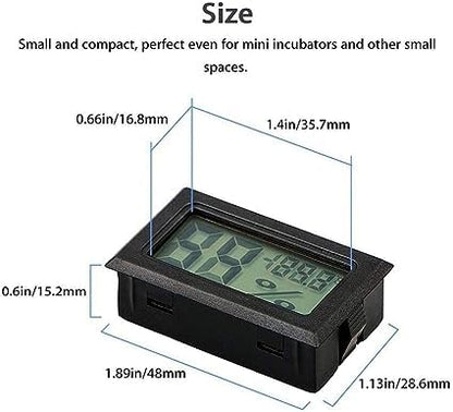 Black Mini Compact Digital Hygrometer,Mini Thermometer Hygrometer,Indoor Humidity Meter,Temperature and Monitor for Bed Room, Pet Reptile, Plant, Greenhouse Indoor Thermometers
