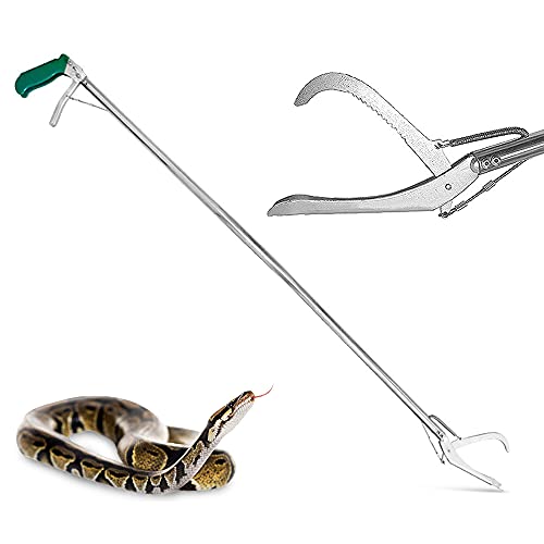 IC ICLOVER 52 Inch Professional Snake Grabber, Heavy Duty Long Snake Tongs | Upgrade Wide Jaw Snake Handling Tool, Non Slip Grip Handle, Auto Lock, Reptile Grabber Rattle Snake Catcher Catching Tools