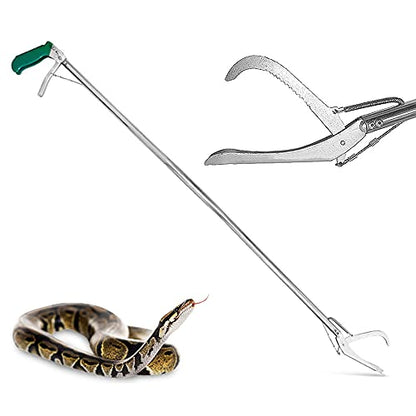 IC ICLOVER 52 Inch Professional Snake Grabber, Heavy Duty Long Snake Tongs | Upgrade Wide Jaw Snake Handling Tool, Non Slip Grip Handle, Auto Lock, Reptile Grabber Rattle Snake Catcher Catching Tools