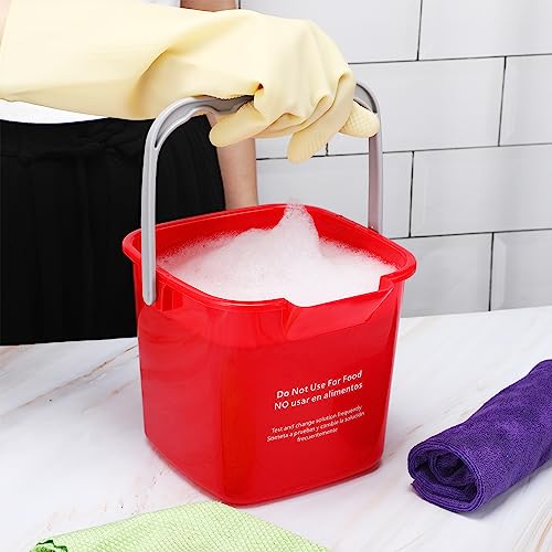Lallisa 12 Pcs 3 Quart Cleaning Bucket Small Sanitizing Square Bucket Detergent Pail for Home Office Commercial Restaurant Kitchen Bathroom School (Red) - color: Red