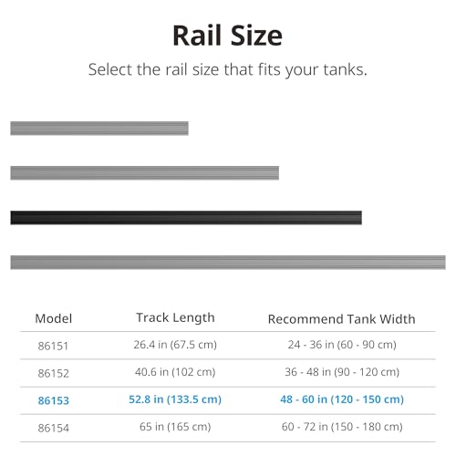 NICREW Multi-Light HyperReef Mount System Sliding Rail, Ideal for 48-60'' Tanks - size: 52.8''