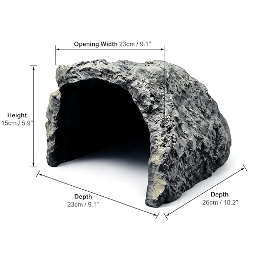 Rock Cave Habitat Hidden for Reptile and Amphibians.Terrarium & Aquarium Decor, Reptile hideout Hide Cave, Perfect for Bearded Dragons,Lizards,Snakes,Turtles,Geckos,Tortoises,Small Animals -Large Size - size: XXL