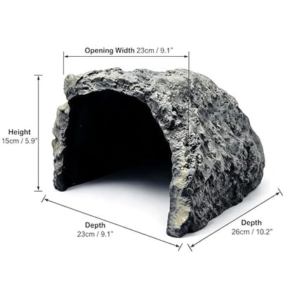 Rock Cave Habitat Hidden for Reptile and Amphibians.Terrarium & Aquarium Decor, Reptile hideout Hide Cave, Perfect for Bearded Dragons,Lizards,Snakes,Turtles,Geckos,Tortoises,Small Animals -Large Size - size: XXL