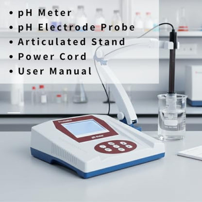 Fristaden Lab Benchtop pH Meter | 6621 Electrode | For semi-soft foods and fruits. High accuracy 0.01 pH. Calibration solutions included. USA company.