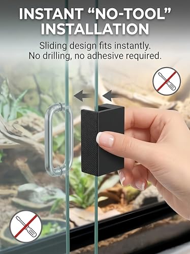 Sliding Door Lock for Reptile Enclosures, Secure Reptile Cage and Tank Doors, Durable Safety Lock Set for Sliding Glass Tanks