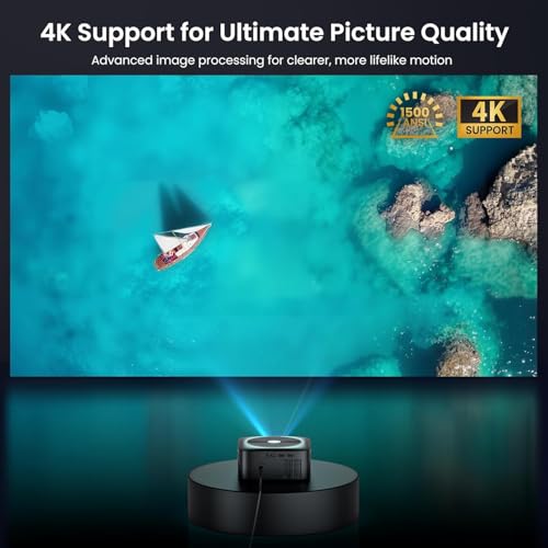 HAPPRUN 1500 ANSI Lumens Outdoor Projector with Official Google TV | 4K Supported, Dolby Audio, TOF Auto Focus & Auto Keystone, 10K+ Apps, WiFi 6, Bluetooth, Indoor & Outdoor Movies