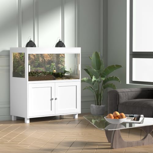 Bearded Dragon Tank 60 Gallon – Professional Reptile Terrarium with Sliding Doors, Mesh Lid, Rolling Stand for Leopard Gecko