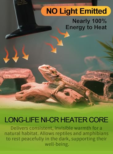 2-Pack 75W Ceramic Heat Lamp with 1-pcs Digital-Thermometer | No Light No Harm, Infrared Heater Emitter Bulbs for Reptiles, Amphibians, Chicken Brooder Coop Lizard Turtle Snake Aquarium